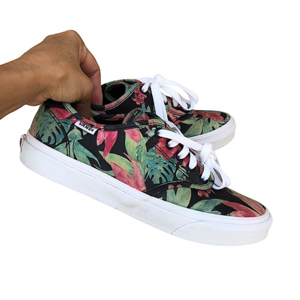 Vans‎ Authentic Hawaiian Black Floral Lace-Up Women's Versatile Sneaker Shoes  8